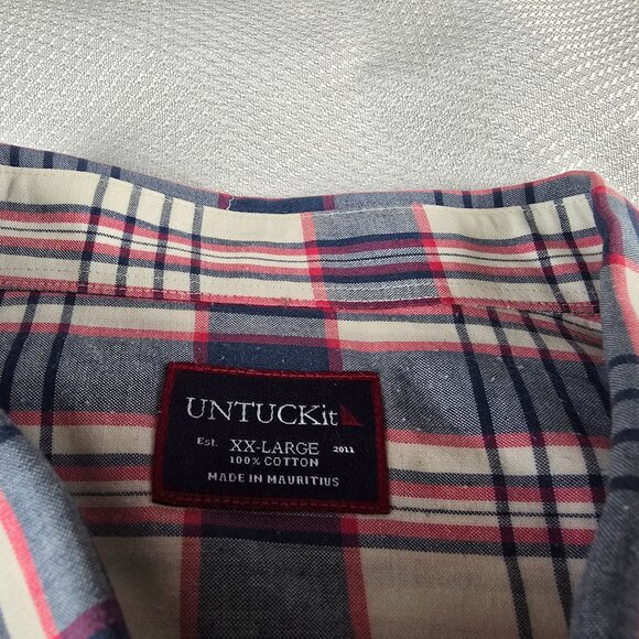 UNTUCKit Men's XXL Long Sleeve Cotton Button Up Shirt Plaid - Picture 2 of 6